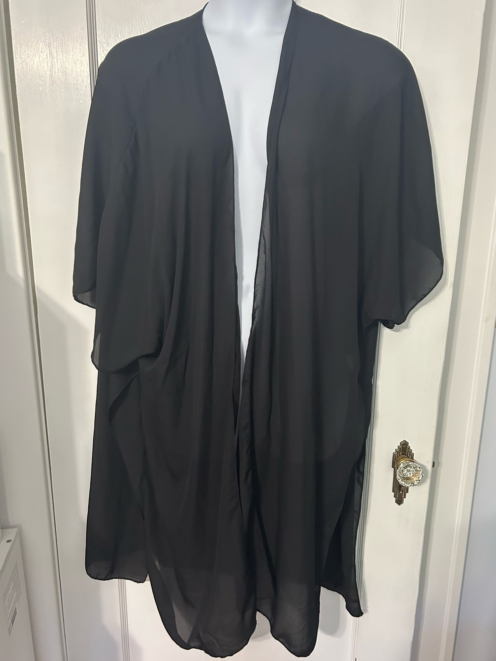 Women’s sheer open front black beach  swimsuit coverup kimono  XL